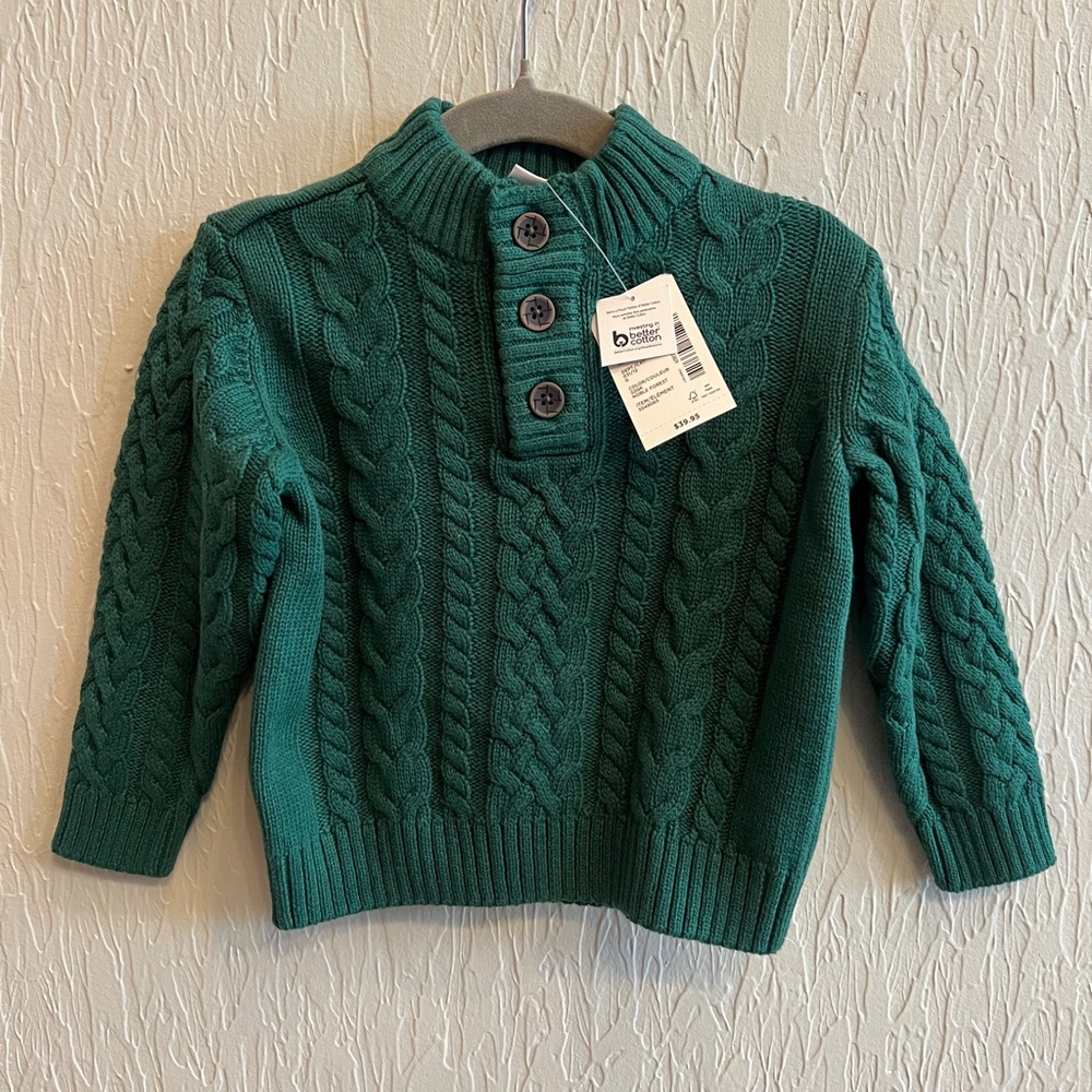 3T Gymboree Green Cable Knit Sweater New with Tags